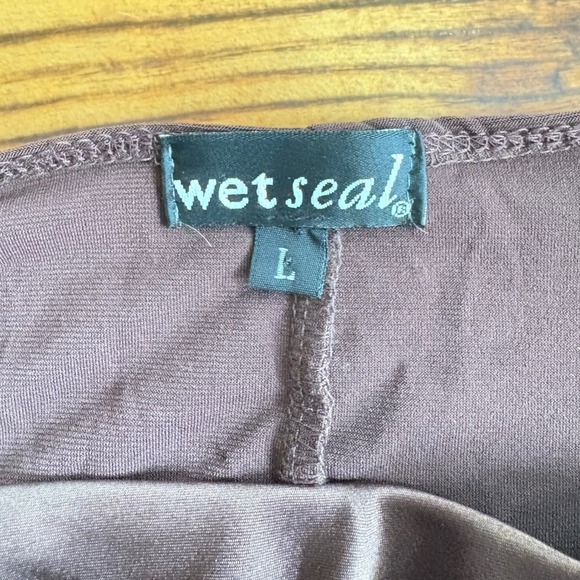 Y2K Vintage Wet Seal Strapless Ruched Bodice Ribbon Tie Dress Brown Size L - Picture 4 of 5